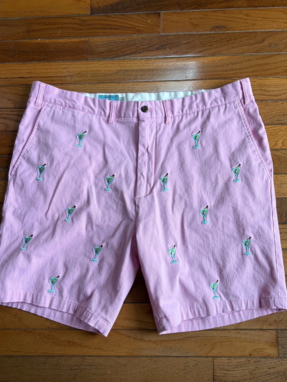 Men's Castaways Nantucket Island Pink Embroidered Cocktail Shorts